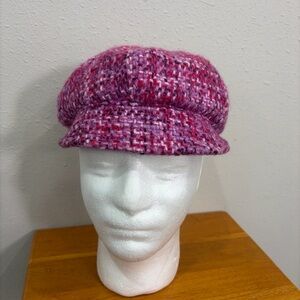 Vintage Liz Claiborne Newsboy Beret Style Wool Blend Pink Hat 22" Circumference